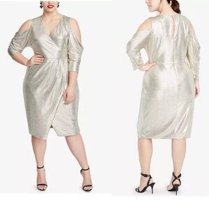 RACHEL Rachel Roy Plus Size Metallic Cold Shoulder Dress XL